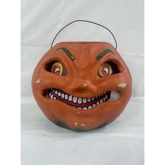 Halloween Folk Art Primitive Paper Mache Jack O Lantern Seasons Gone By - Picture 2 of 10
